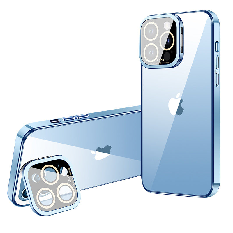 VOERO For iPhone 14 Pro Electroplating Phone Case Glass Camera Film Kickstand Soft TPU Cover VOERO For iPhone 14 Pro Electroplating Phone Case Glass Camera Film Kickstand Soft TPU Cover